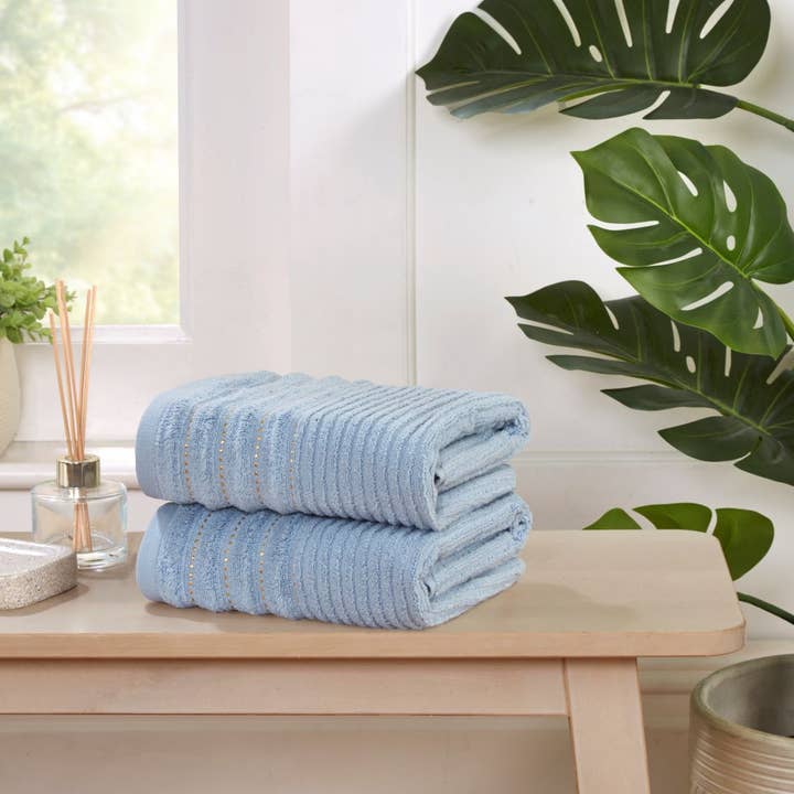 Lineært bomuldsbadehåndklædesæt, 2 stk. for engroshandel hos Rapport Home Furnishings Limited