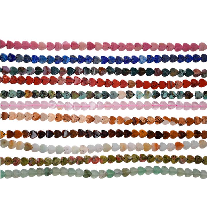 Heart pearl strand 5x5mm (11 different stones) for wholesale by Foliesbijoux