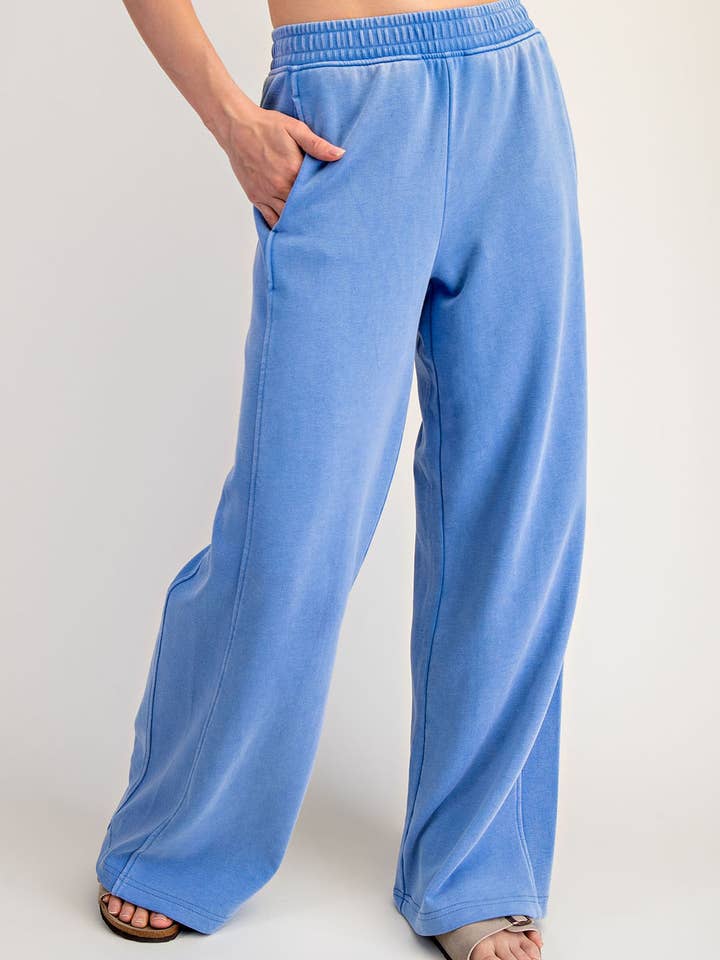 MINERAL WASHED RIBBED SIDE WIDE PANT for wholesale by Rae Mode
