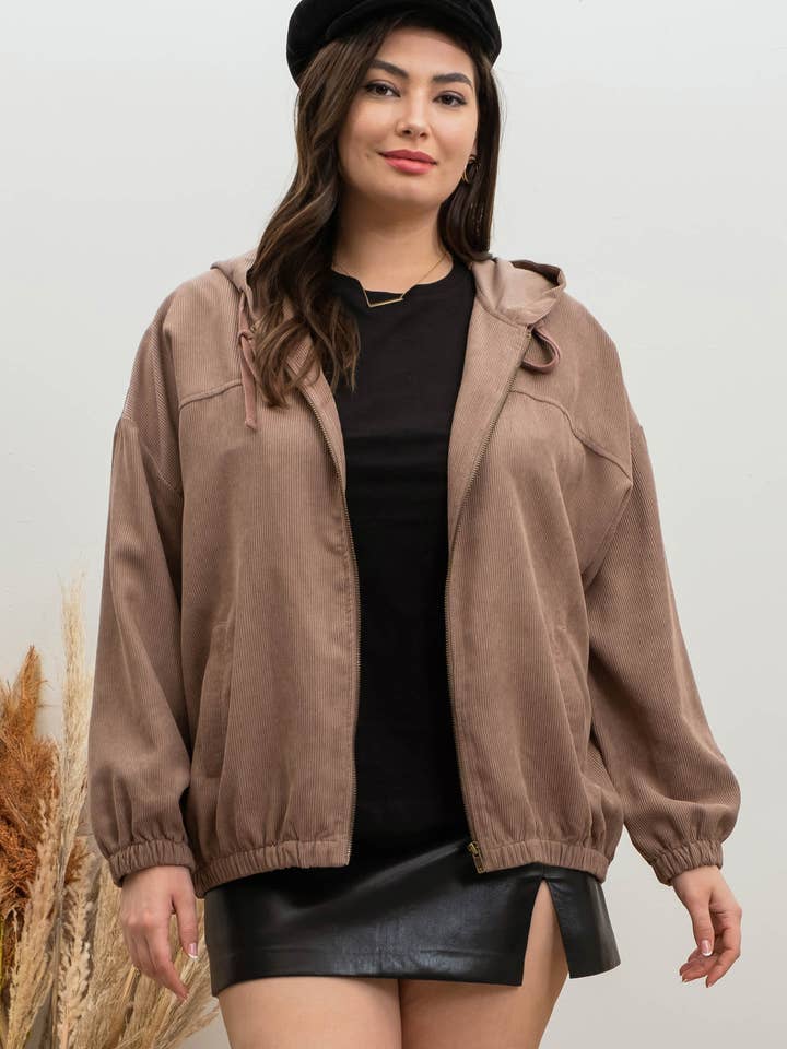 Blu Pepper - Wholesale Jacket - Women's - PLUS CORDUROY ZIP UP JACKET28