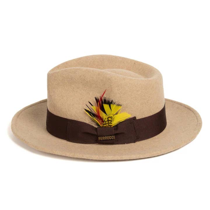 Ferrecci - Vente Chapeau en feutre – homme - Ferrecci - Chapeau Fedora Unisexe Écrasable avec Bande à Plumes6