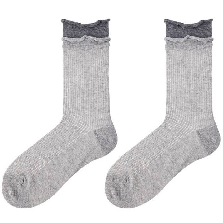 Dipped Shop – Großhandel Socken – Damen – Farbblock Gerippte Dünne Baumwollsocken DP25C8153