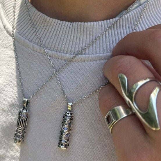 ALEF BET JEWELRY - Wholesale Pendant/Charm Necklace - Star of David Mezuzah Charm Necklace and Chain3