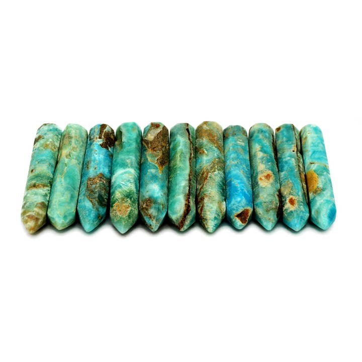 Kaia & Crystals – Großhandel Spiritueller Stein/Kristall – Blauer Aragonit Kristall-Spitzenpunkt (70 mm)8