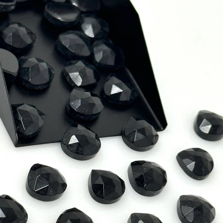Cabochões de Gemas Soltas de Ônix Negro com Corte Rosa, Pedras de Anel de Ônix Negro com Corte Rosa a Granel para Venda por Atacado, Suprimentos para Fabricação de Joias DIY, 12 Peças, 10mm por atacado de Akstar Gems