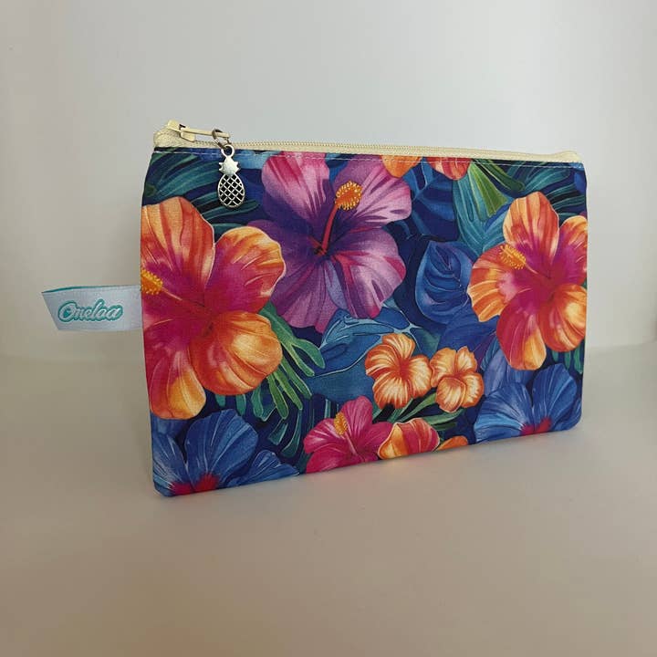 Geldbörse mit Hibiskus-Stoff für den Großhandel von Oneloa Maui