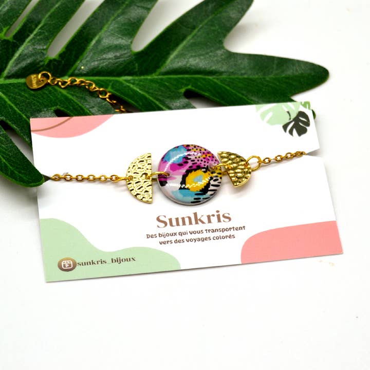 SUNKRIS - Wholesale Charm/Dangle Bracelet - Colorful handcrafted bracelet in resin and gold stainless steel3