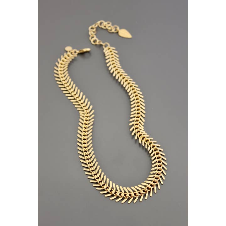 David Aubrey Jewelry - Wholesale Link & Chain Necklace - DOR215 Gold Chain Fish Bone Necklace
