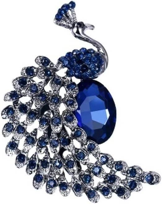 Magnifique Hearts - Vendita all'ingrosso Spille - Elegante spilla a forma di pavone con strass blu, spilla da bavero2
