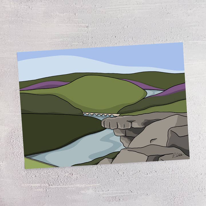 Bamford Edge, Peak District Print for wholesale by Lisa Swift Illustrations
