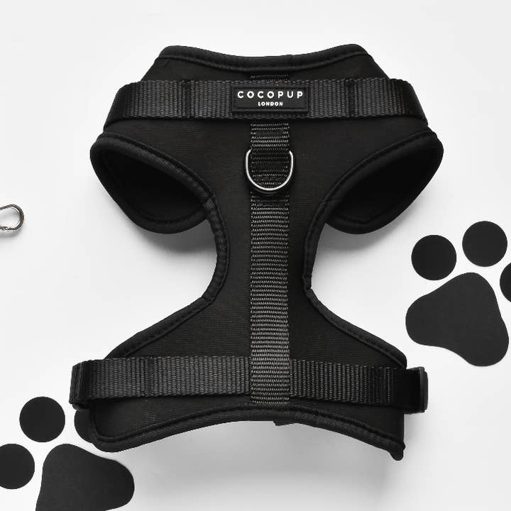 Harnais de cou réglable NAKD Liquorice pour la vente par Cocopup London