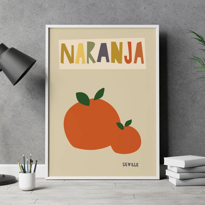 Jaffa Orange - Wholesale Art Print - Oranges Vegan Poster Print, Mid Century Modern Wall Art1