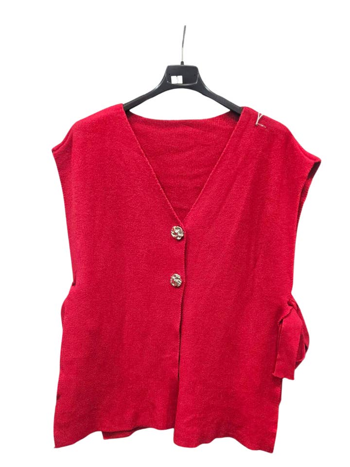 Miss Bold - Wholesale Cardigan – Women’s - Italian Ladies Soft Knit Sleeveless V Neck Jumper with Side Ties8