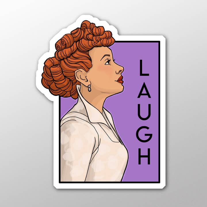 Lach - Lucille Ball - She Series Sticker voor wholesale door Karen Hallion Illustration