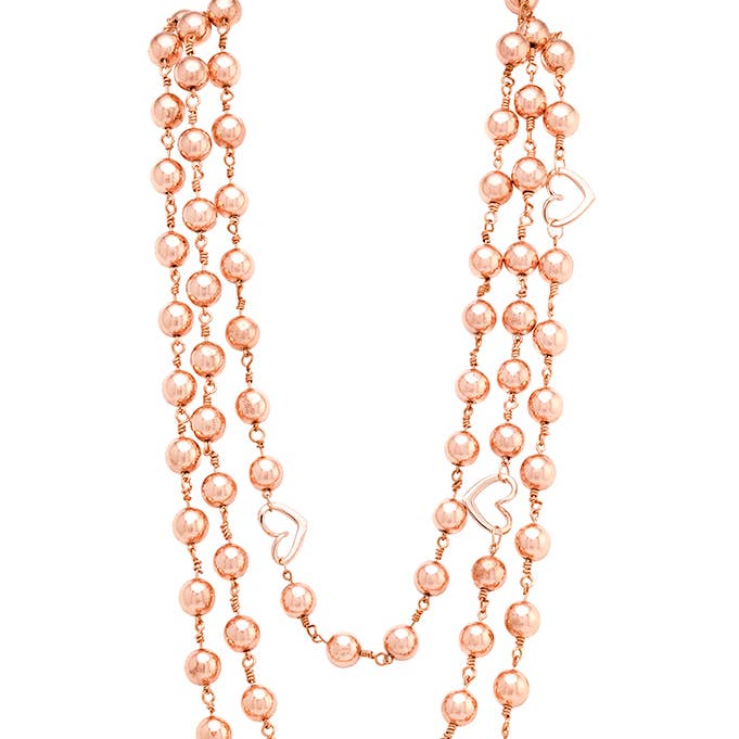 Hematite Beaded Necklace w/Magnetic Clasp Rose Gold for wholesale by Rejected Hearts Club