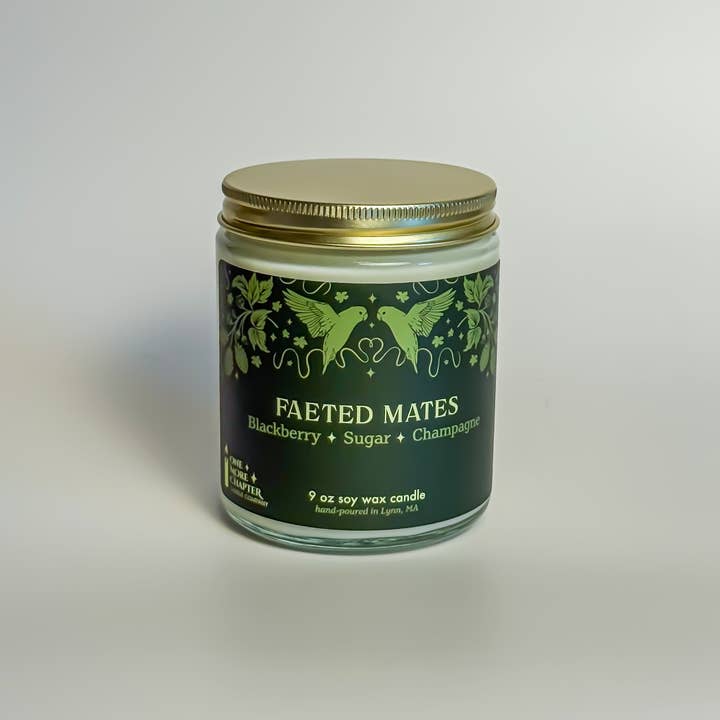 One More Chapter Candle Company - Wholesale Jar/Filled Candle - 9oz Faeted Mates | Bookish Romantasy Soy Candle1
