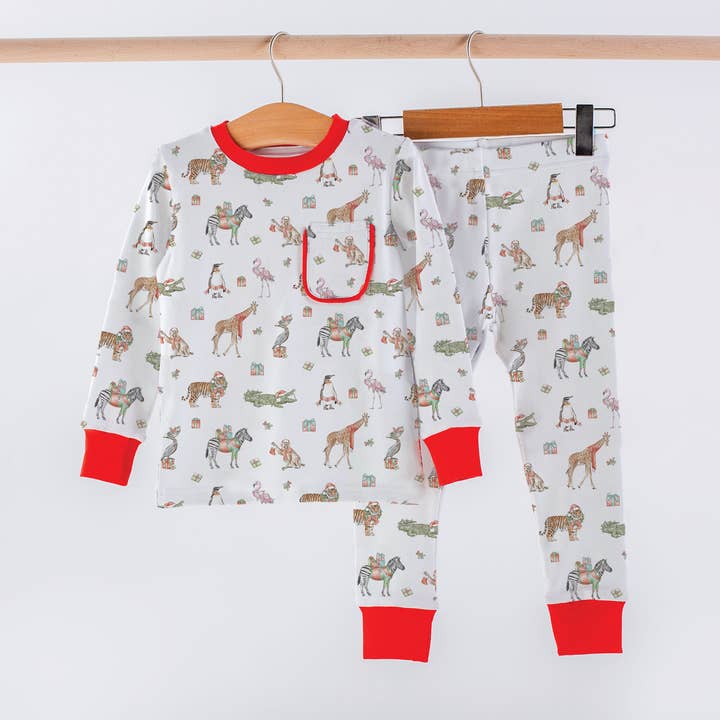 Nola Tawk - Wholesale Sleepwear Set - Kids - Jungle All the Way Organic Cotton Kids Christmas Pajamas