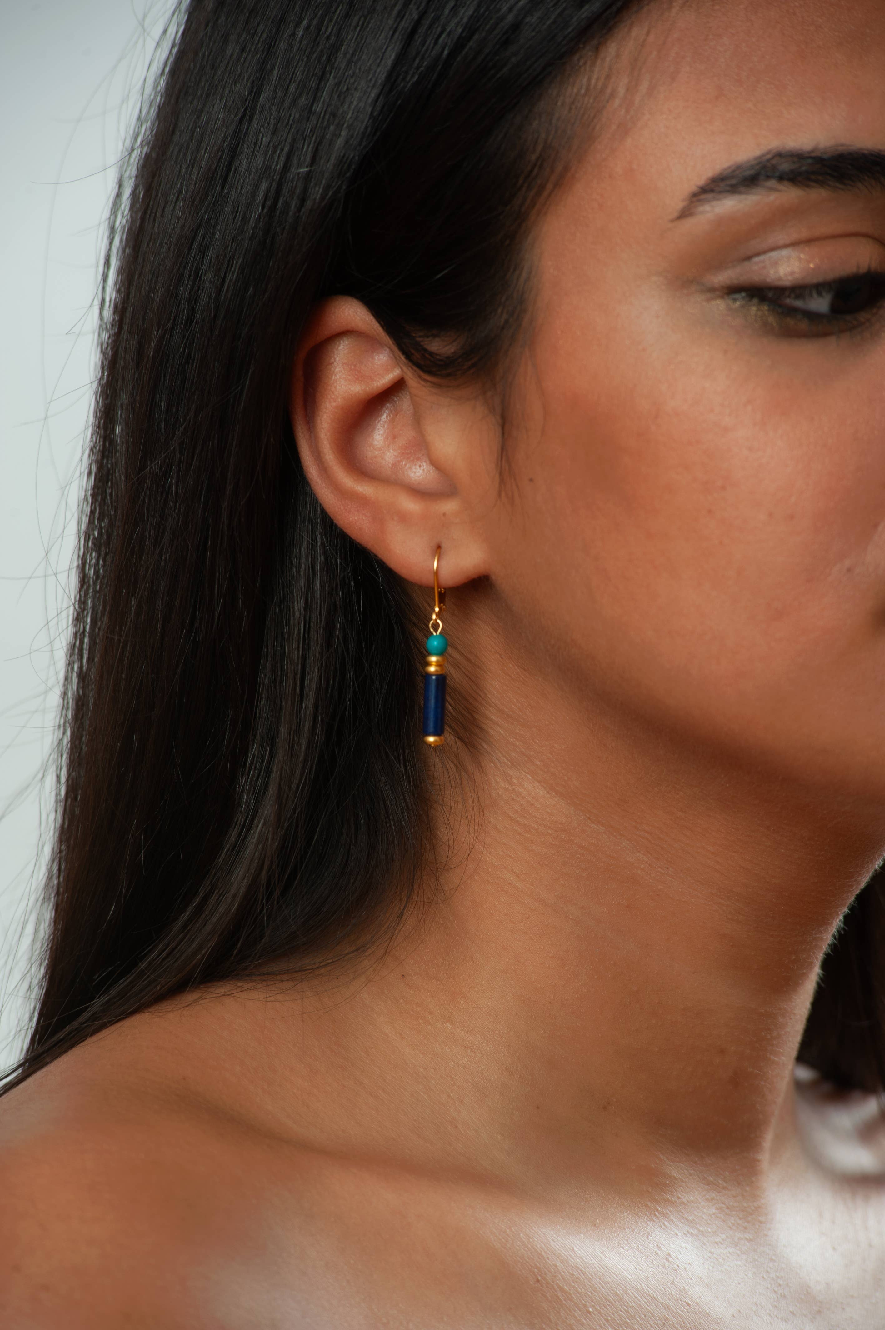 Discoveries, Inc. - Wholesale Dangle Earrings - Egyptian Lapis and Turquoise Earrings1