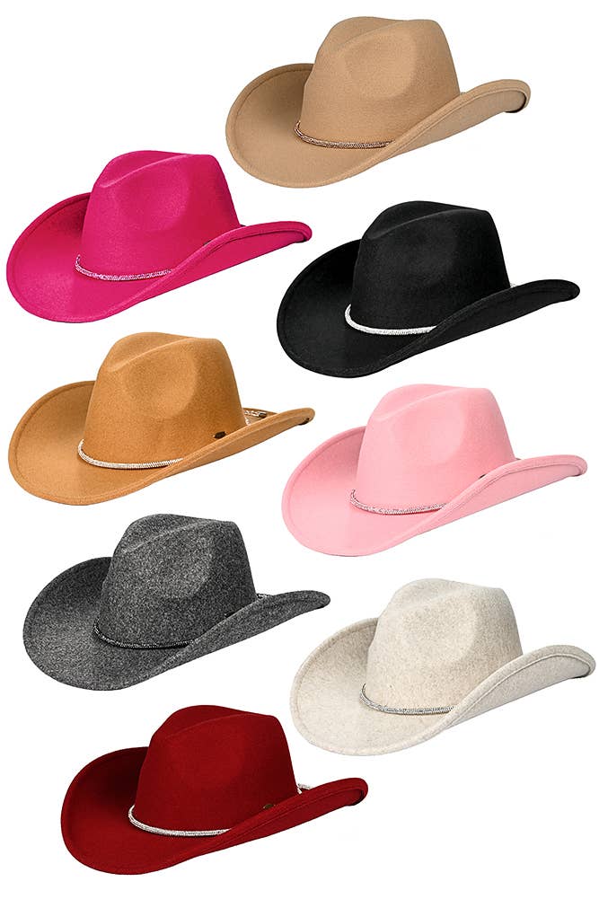Wholesale C.C Cowboy Vegan Felt Rhinestone Trim Hat for your store