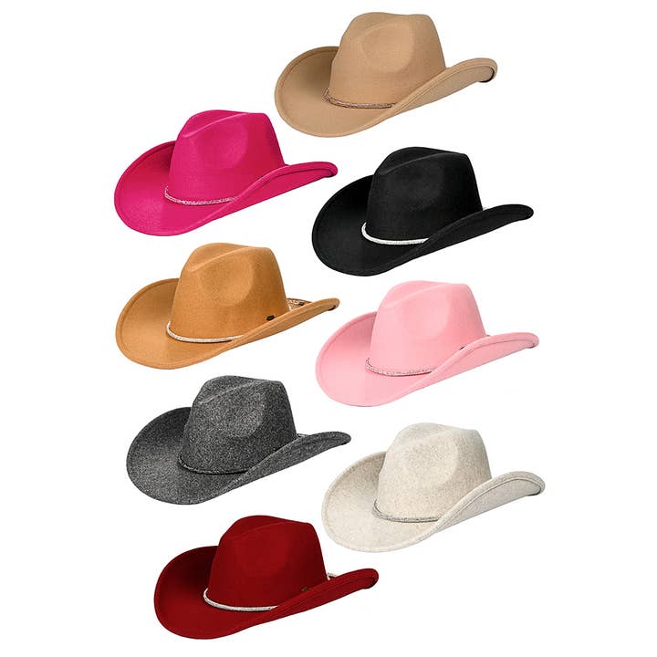 Hana - Wholesale Cowboyhoed - Dames - C.C Cowboy hoed van veganistisch vilt met strass rand8