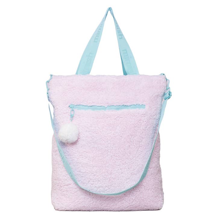 Snuggle Tote XL – The Oversized Sherpa Tote Bag for Sleepovers, Cotton Candy for wholesale by Mimish