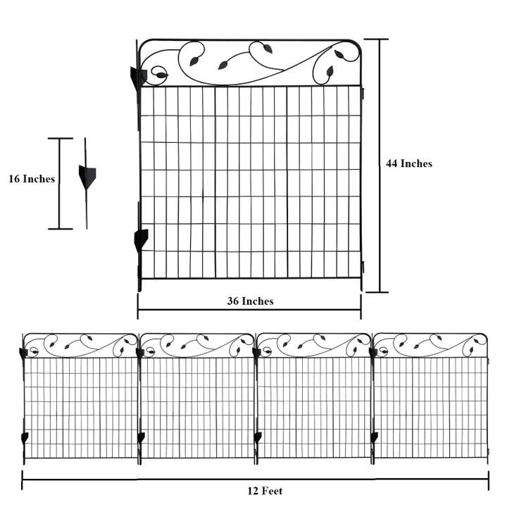 Ashman Online - Wholesale Outdoor Ornament/Decor - Ashman online Garden Fence 44in x 3ft - Outdoor Rustproof Me2