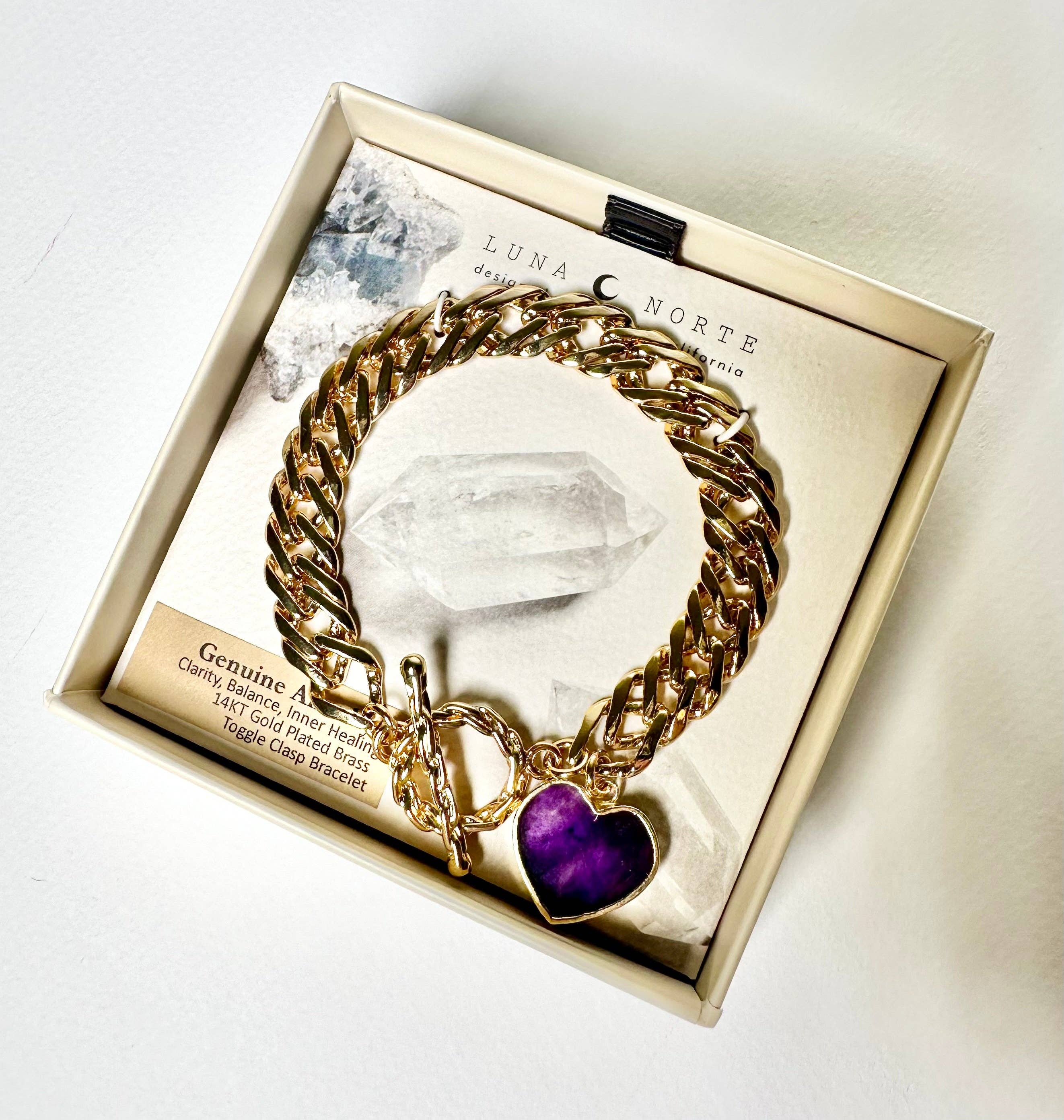 Luna Norte - Wholesale Charm/Dangle Bracelet - Heart of Gold Toggle Charm Bracelet - Amethyst1