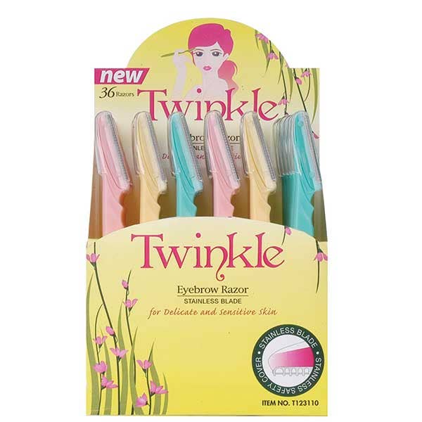 Majestic Wholesale - Wholesale Eyebrow Razor/Shaper - TWINKLE EYEBROW RAZOR STAINLESS BLADE 36PC BOX SET