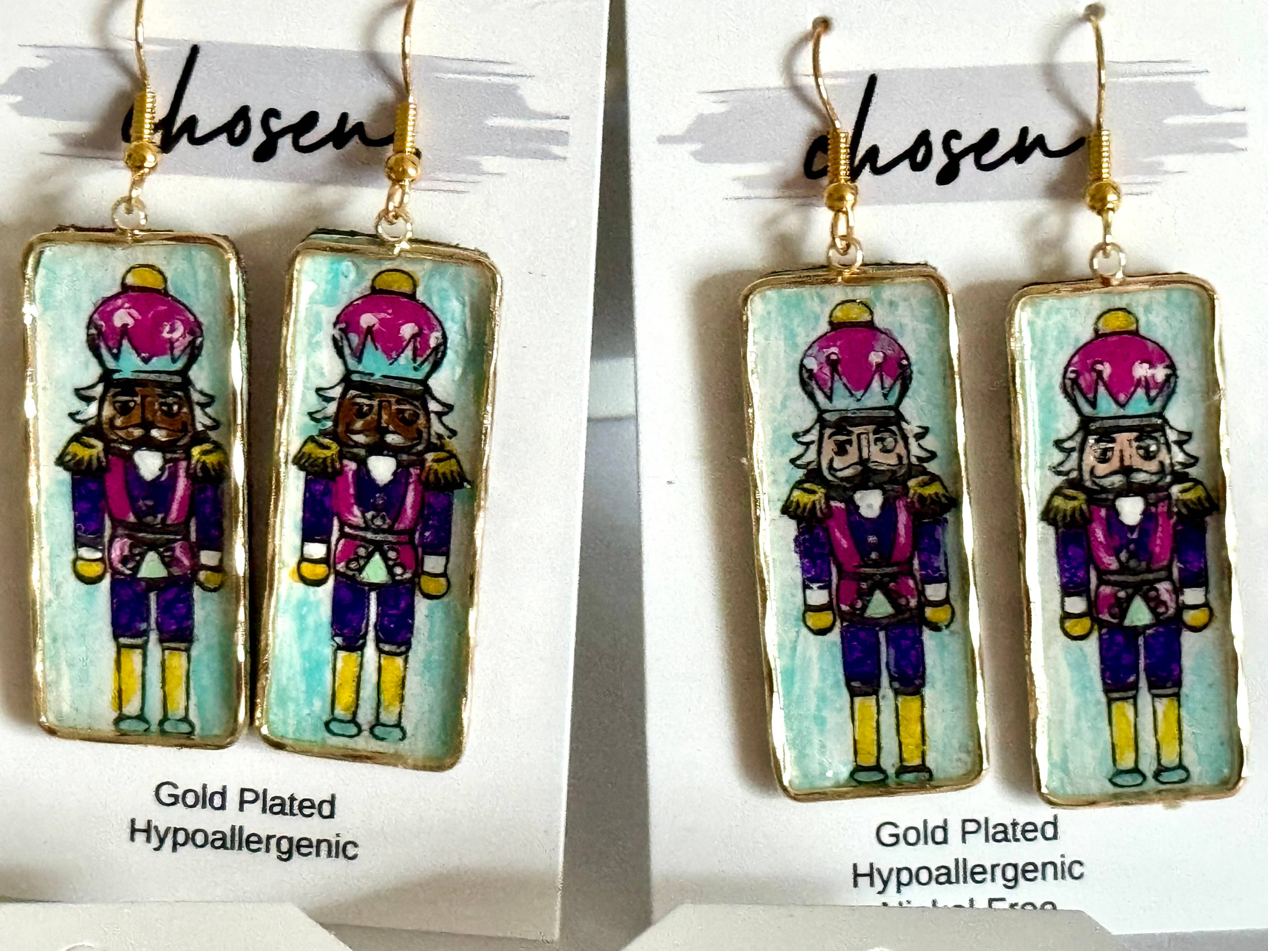 Chosen – Brincos de argola por atacado – Coleção de Brincos de Couro Pintados à Mão Quebra-Nozes7