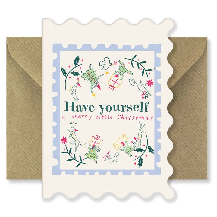 Bryony Moss Illustration - Wholesale Christmas card - Mini Posties, Scalloped Christmas Card