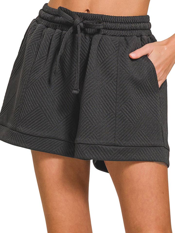 ....SI-27823 Textured Knit Jacquard Drawstring Shorts w/ Pockets for wholesale by 42POPS