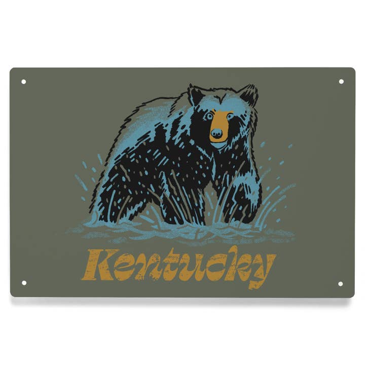 METAL SIGN ART Kentucky, Distressed Ink, Black Bear for wholesale by Lantern Press