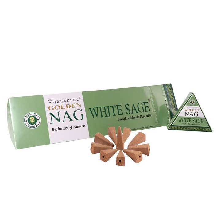 Inc Backflow Golden Nag White Sage (12 units) for wholesale by Esoterica Arte