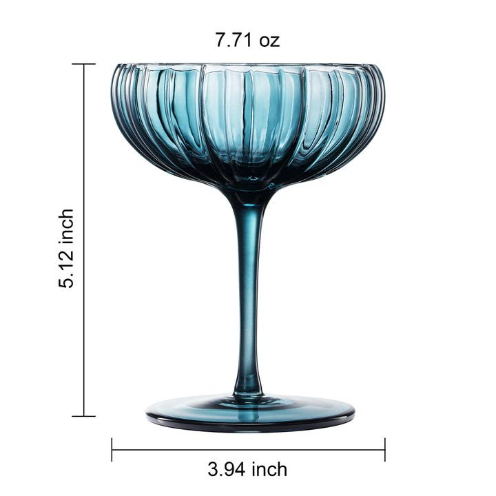 The Wine Savant / Khen Glassware - Wholesale Cocktail/liquor glass - Flower Coupe Cocktail Colored Glasses | Set of 4 | Muted2