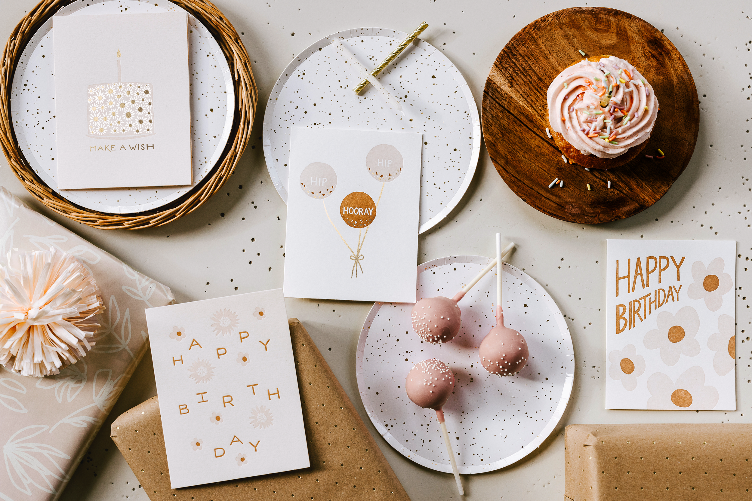 Lake Erie Design Co. - Wholesale Birthday Card - Make A Wish - Flower Cake - Letterpress Card1