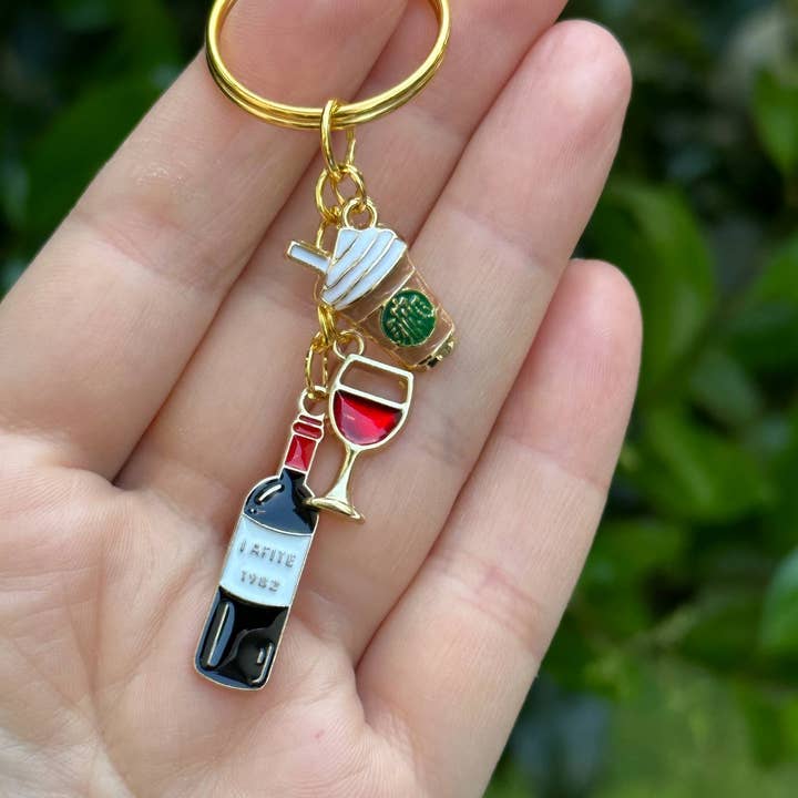 Arcfo Jewelry - Wholesale Keychain - Unisex - Cute Coffee, Ice Cream and Red Wine Keychain Set 2