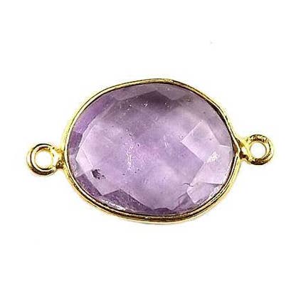 CG-297 Connecteur en pierre facettée ovale fait main en cuivre plaqué or 18K pour la fabrication de bijoux, artisanat indien – Collection en gros pour la vente par Bali Designs