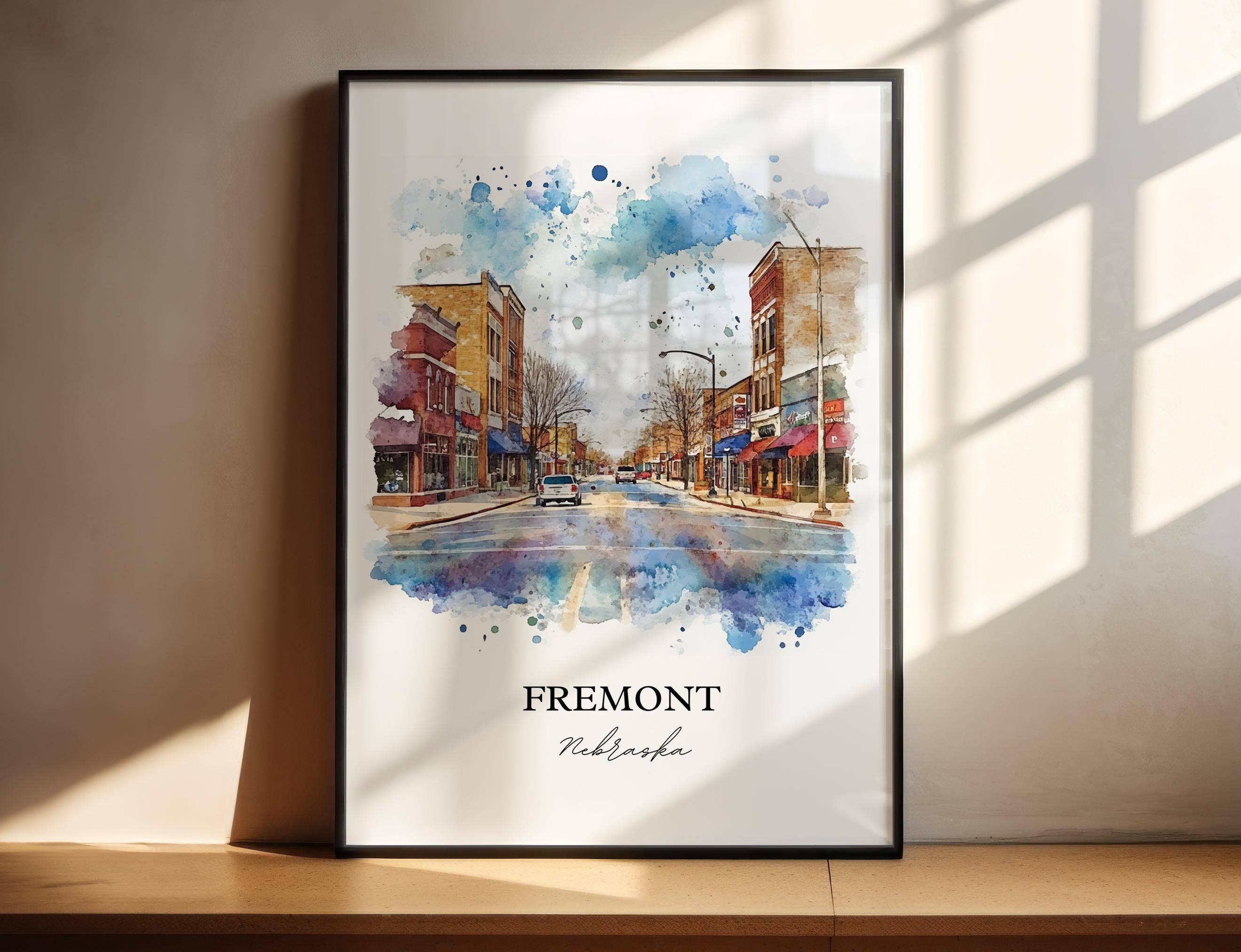 Premium Travel Art - Wholesale Art Print - Fremont Nebraska Wall Art, Dodge County NE Print, Nebraska Watercolor Art, Fremont NE Gift, Travel Print, Travel Poster, Housewarming Gift0