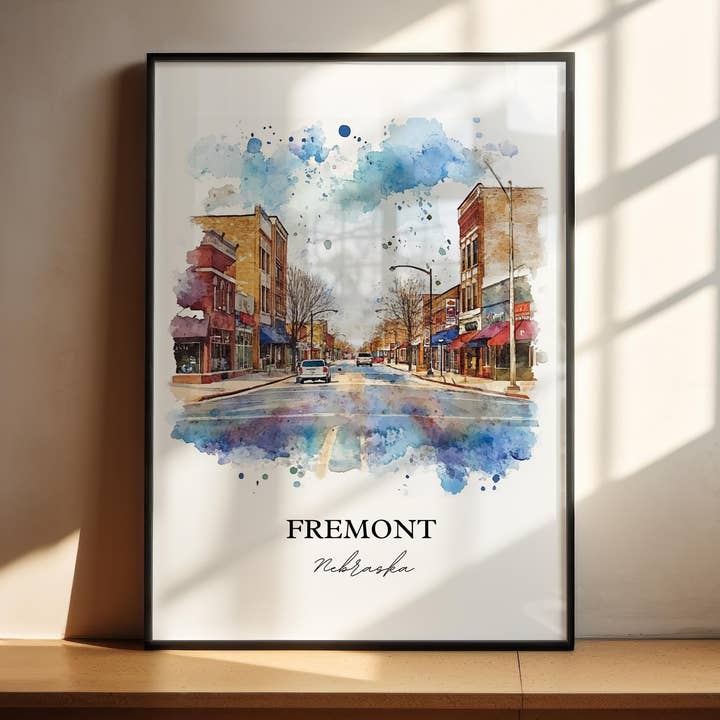 Premium Travel Art - Wholesale Art Print - Fremont Nebraska Wall Art, Dodge County NE Print, Nebraska Watercolor Art, Fremont NE Gift, Travel Print, Travel Poster, Housewarming Gift0