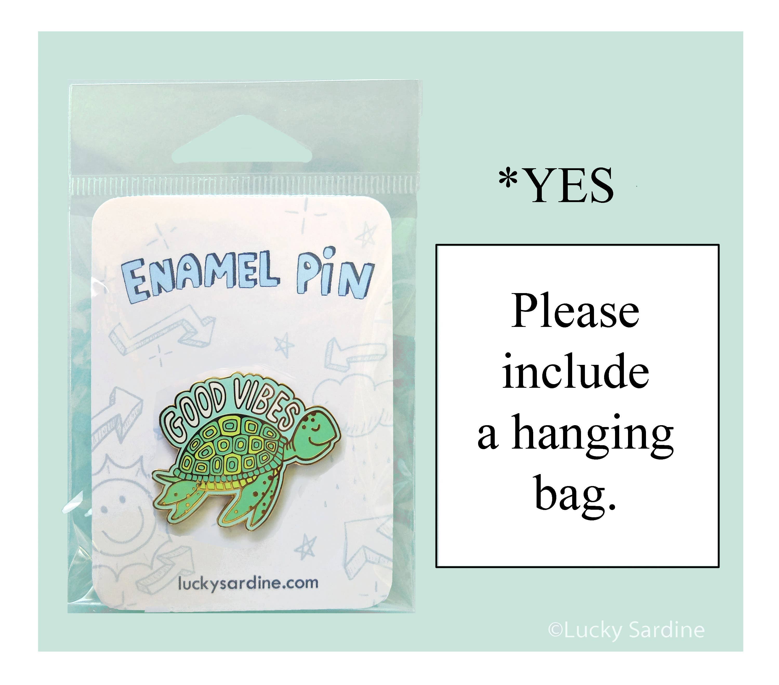 Lucky Sardine - Wholesale Lapel Pin/Button - Sea Turtle, Good Vibes, Marine Ocean Life, Hard Enamel Pin1
