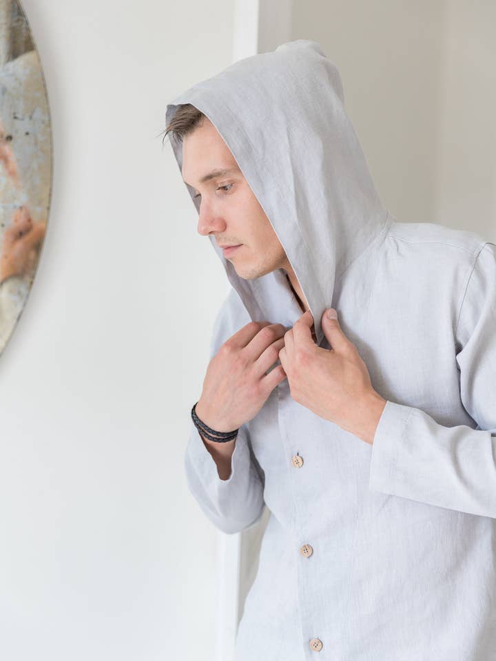 Hættetrøje i hør for engroshandel hos VADU Linen