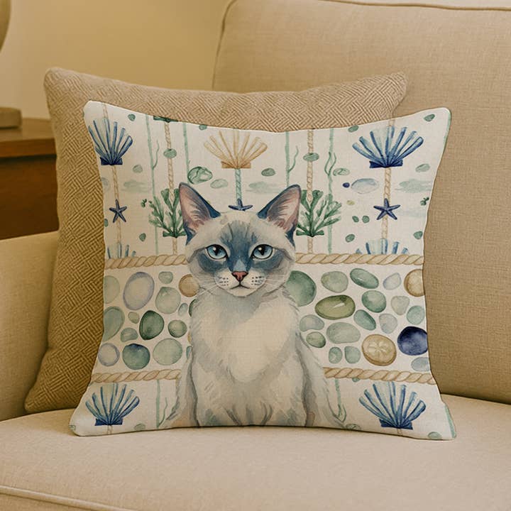 Almofada Vidro do Mar Costeiro Gato Blue Point 18x18 FNT1330 por atacado de Caroline's Treasures