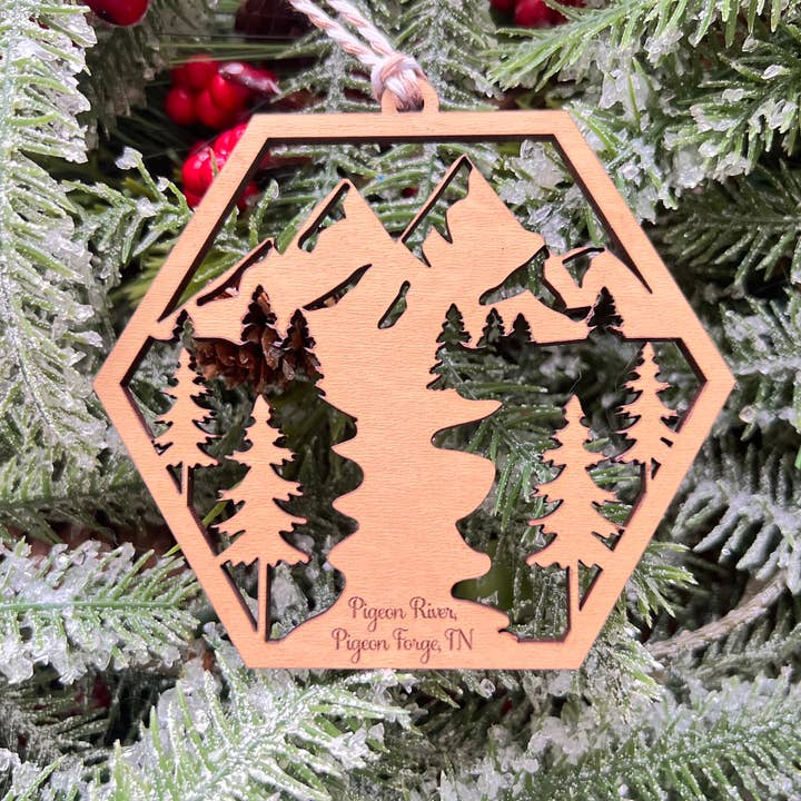Stad Woodlands - Wholesale Ornament - Mountains and River Personalized Christmas Ornament