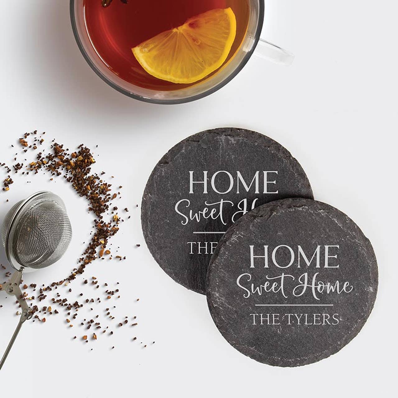 P. Graham Dunn - Vente Sous-verre - Dessous de verre en ardoise ronde - 4/pqt3