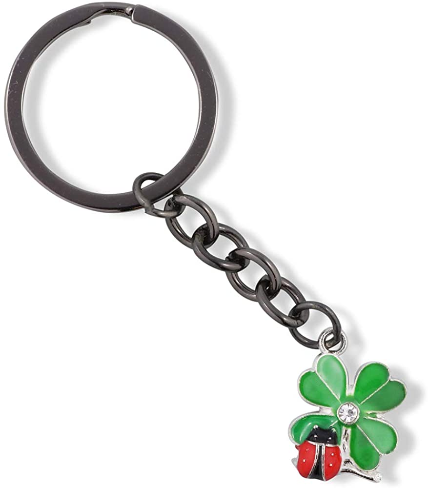 Dave The Bunny - Vendita all'ingrosso Portachiavi - Donna - Ladybug Gifts | Portachiavi a forma di coccinella con scritta «Lady Bug» su un quadrifoglio, portachiavi portafortuna, diametro 2,5 cm, con catenina nera a forma di coccinella, su quadrifoglio con centro di strass8