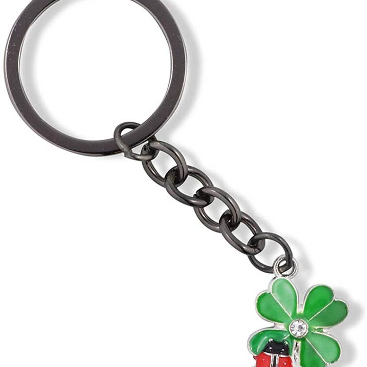 Dave The Bunny - Vendita all'ingrosso Portachiavi - Donna - Ladybug Gifts | Portachiavi a forma di coccinella con scritta «Lady Bug» su un quadrifoglio, portachiavi portafortuna, diametro 2,5 cm, con catenina nera a forma di coccinella, su quadrifoglio con centro di strass8