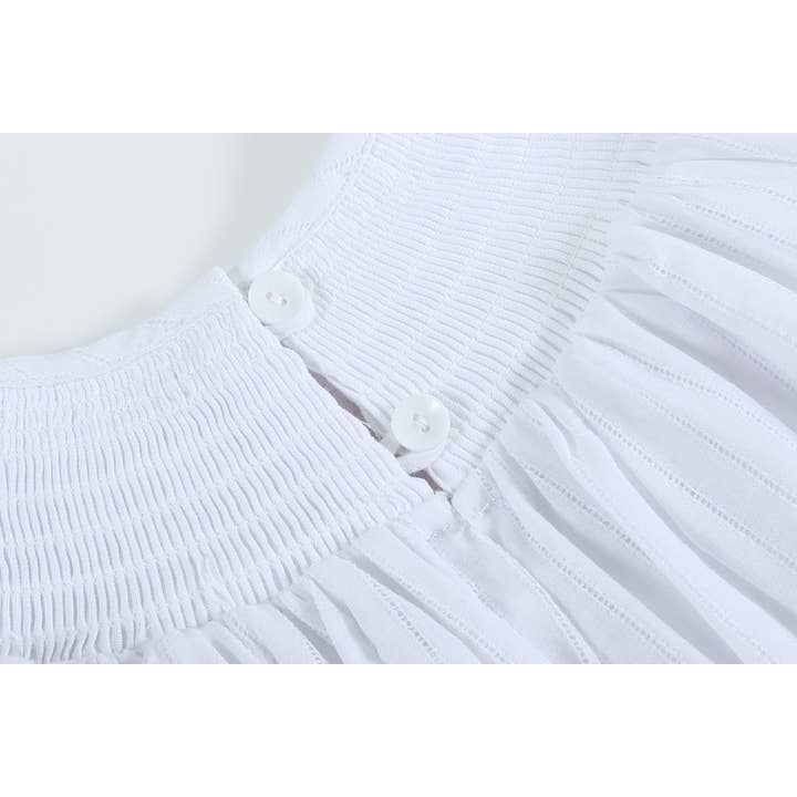 Lil Cactus - Wholesale Dress - Kids - White and Pink Cross Smocked Bishop Dress2