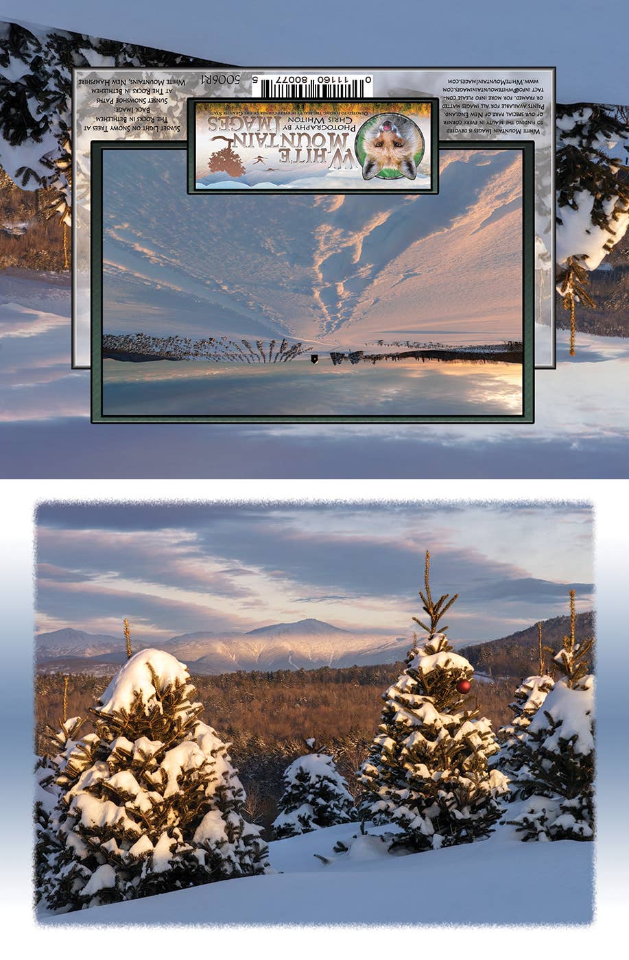 White Mountain Images – Großhandel Weihnachtskarte – New Hampshire Holiday Wood Box-Set, 3, 12 Karten, 12 Umschläge2
