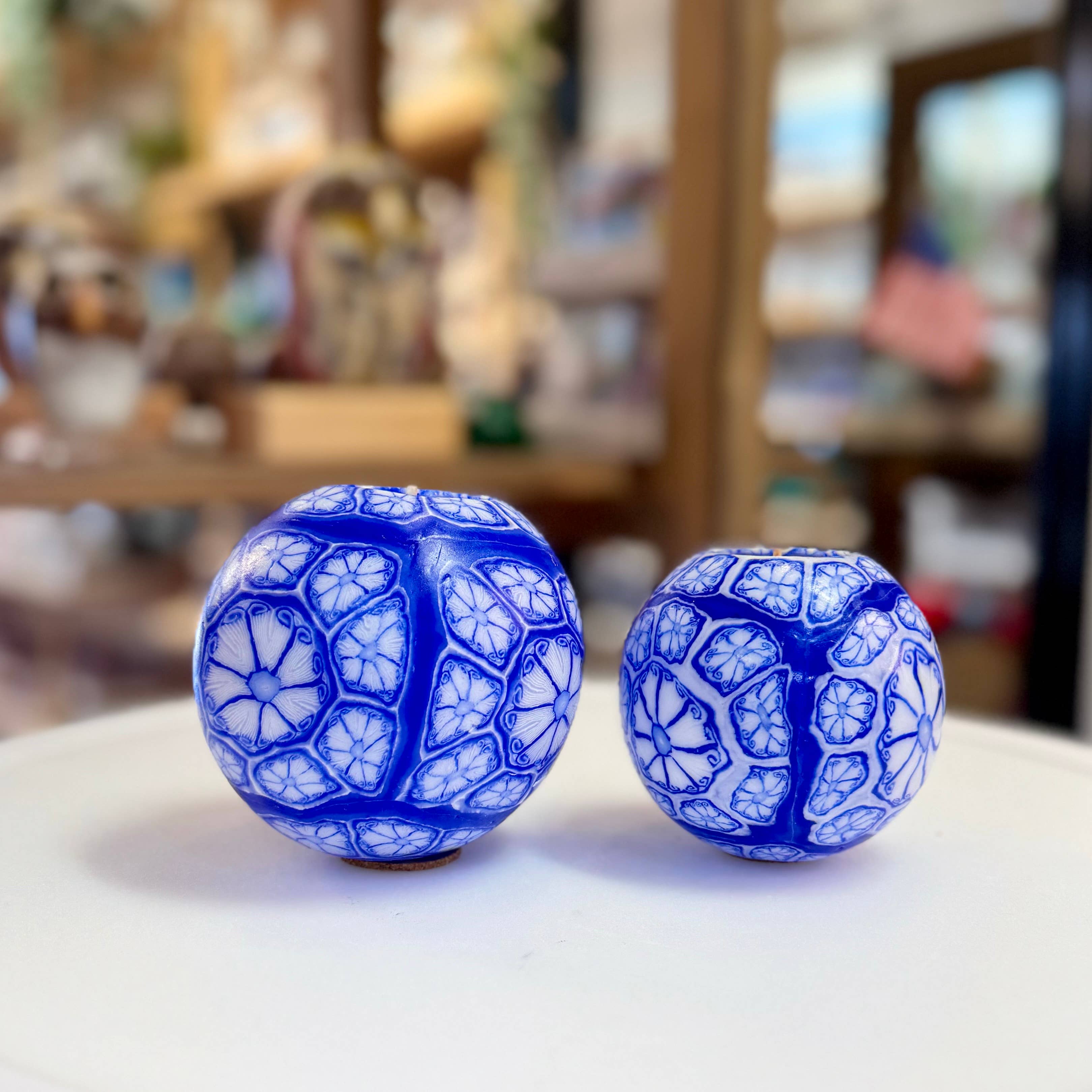 Alans Candle - Vente Bougie en bocal - Idée cadeau de Noël à bougie sphérique artisanale en dentelle Indigo12