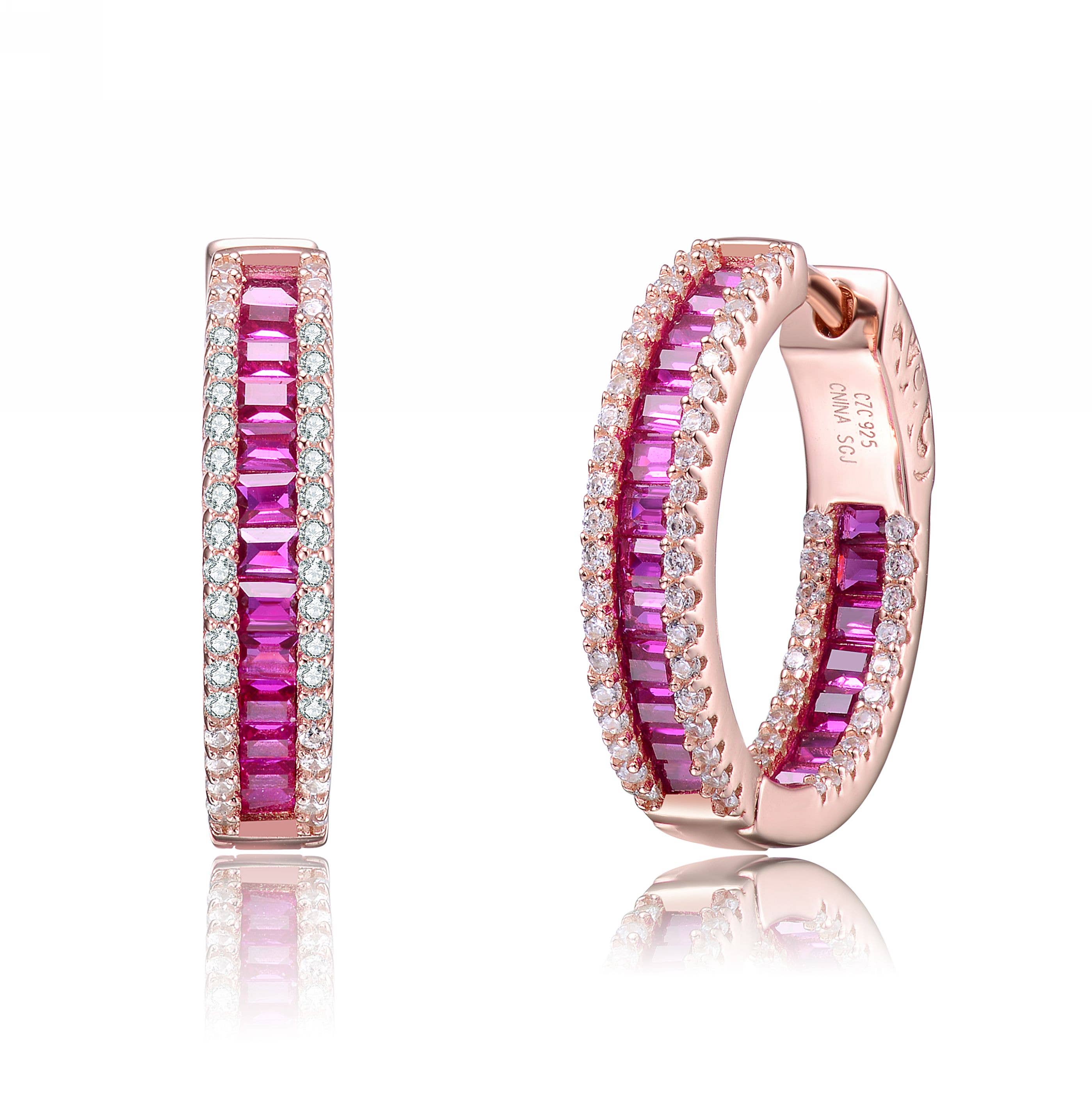 Genevive - Vendita all'ingrosso Orecchini a cerchio - Orecchini a Cerchio in Argento Sterling con Zirconia Cubica Colorata1